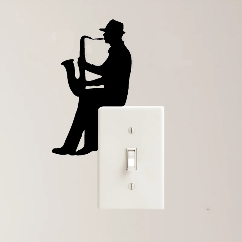 Saxophone Music Decal Vinyl Sticker Man Jazz Light Switch Classical Home Decor   Various Colours