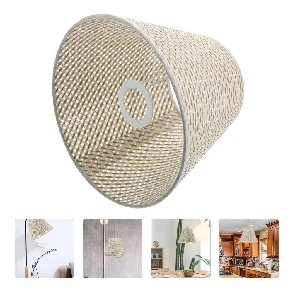 Lamp Shade Lampshade Wicker Table Shades Ceiling Cover Light Lamps Rattan Woven Weave Floor Drum Shed Hand Replacement Rustic