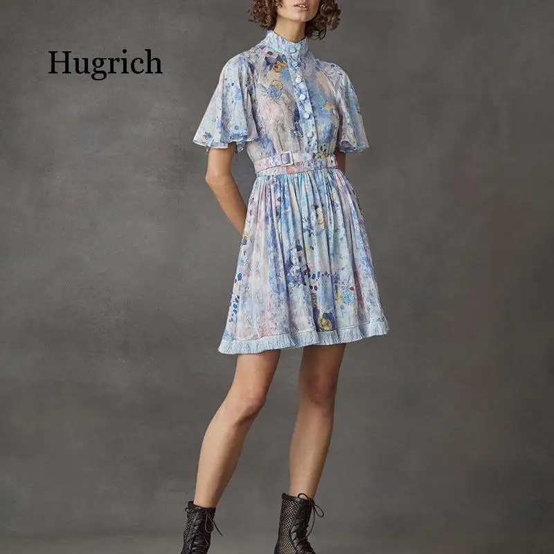 New Fashion Sweet High Waist Slim Skirt Floral Print Dress In Spring and Summer 2021