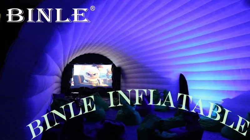 Longest LED lighting inflatable tunnel tent party use inflatable movie screen dome cover tent for sale