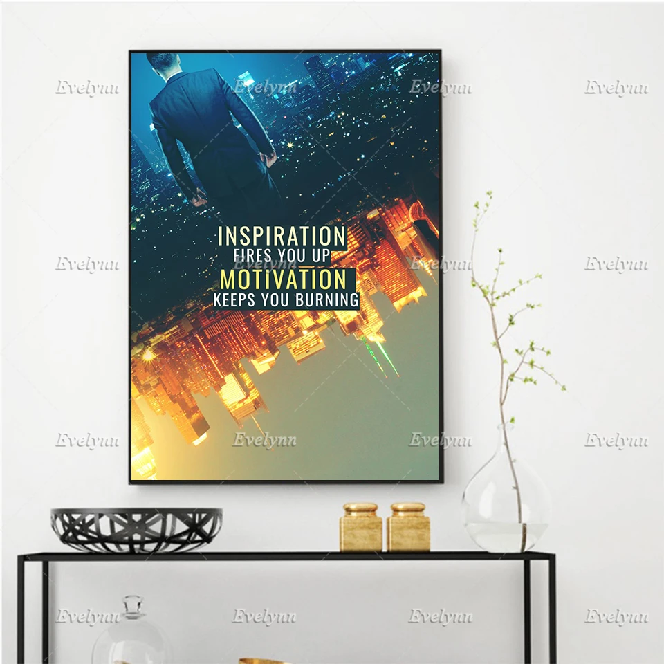 Motivation Keeps Burning Inspirational Quotes Canvas Print Poster Home Decoration Floating Wall Art Painting Living Room Office