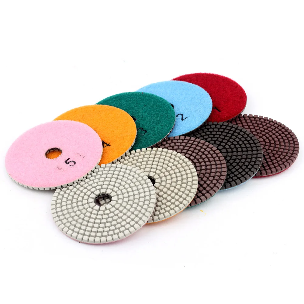 D100mm DC-C5PP02 high quality 5 step dry and wet use 4 inch diamond polishing pads for stone/concrete disc
