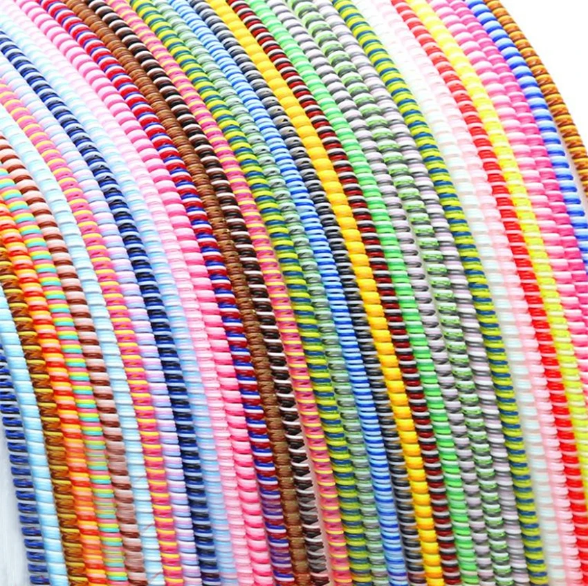1PC Creative Colorful 1.4M 3 in1 Cable Protector Rope, USB Cable Data Line Cord Winder Protective Case, Earphone Cable Protector image 6