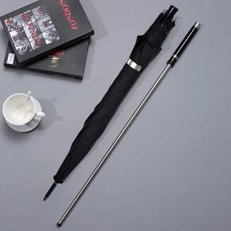 Self-defense Long-handle Windproof UV Protection Business Cane Umbrella Suitable for Climbing Hiking Hanging Out On Raining