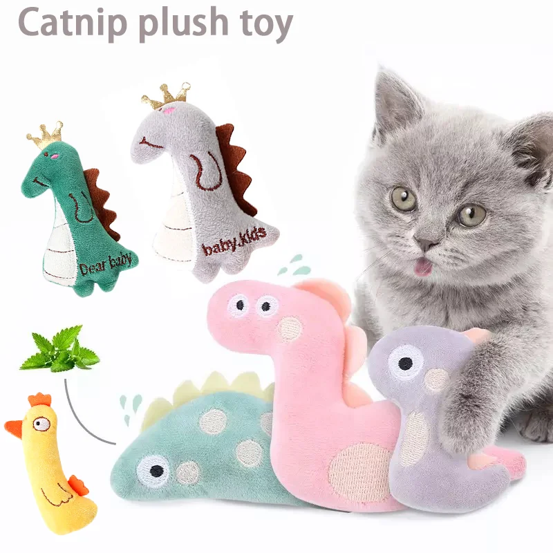 Catnip Toy for Cleaning TeethFun Dinosaur Plush Doll Toy Interactive Cat Toy Pet Kitten Chew Toy Catnip Pet Throwing Toy