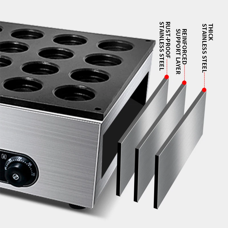 Máquina de pastel con ruedas de calentamiento eléctrico comercial, máquina para hacer aperitivos de Taiwán, 32 agujeros, 5000W, FC-2232A de pastel de frijol rojo