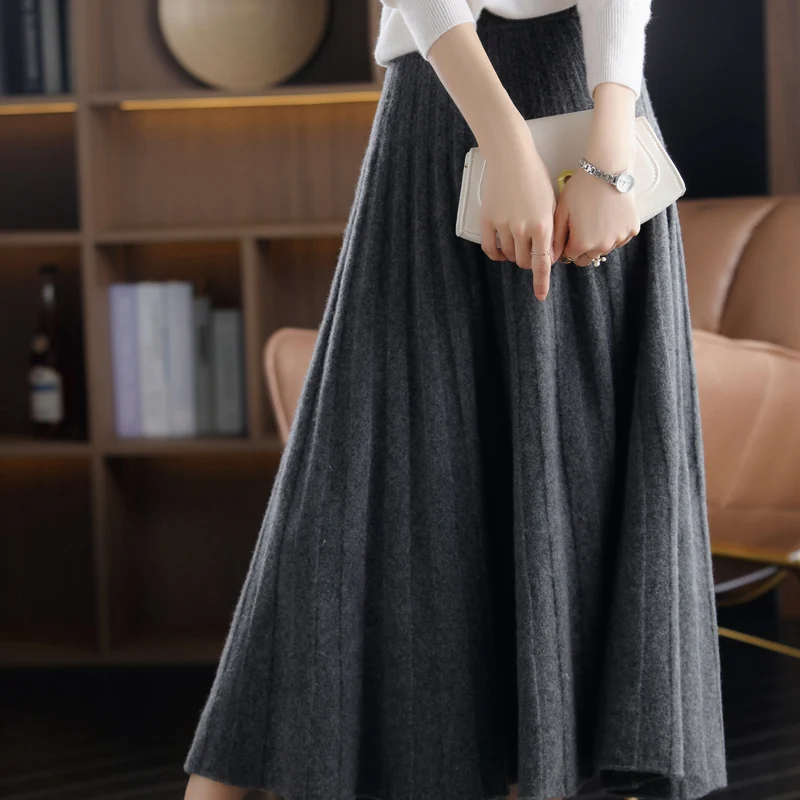 100% Wool Women Fashion Mini Skirt 2021 Chinese style Style School Pleated Girls High Waist Plaid Mini Women Skirt