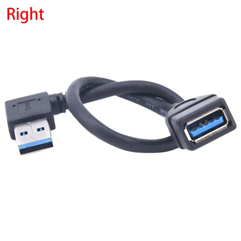 Cable Universal USB 3,0 macho A hembra, Cable de sincronización de datos de extensión de 90 grados, ángulo hacia arriba, izquierda/derecha, 20cm
