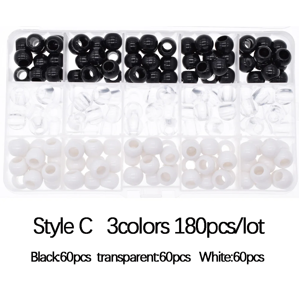 180pcs/lot Black and White Color Dreadlocks Hair Ring Hair Braid Beads hair braid dreadlock Beads cuffs clips 5mm hole