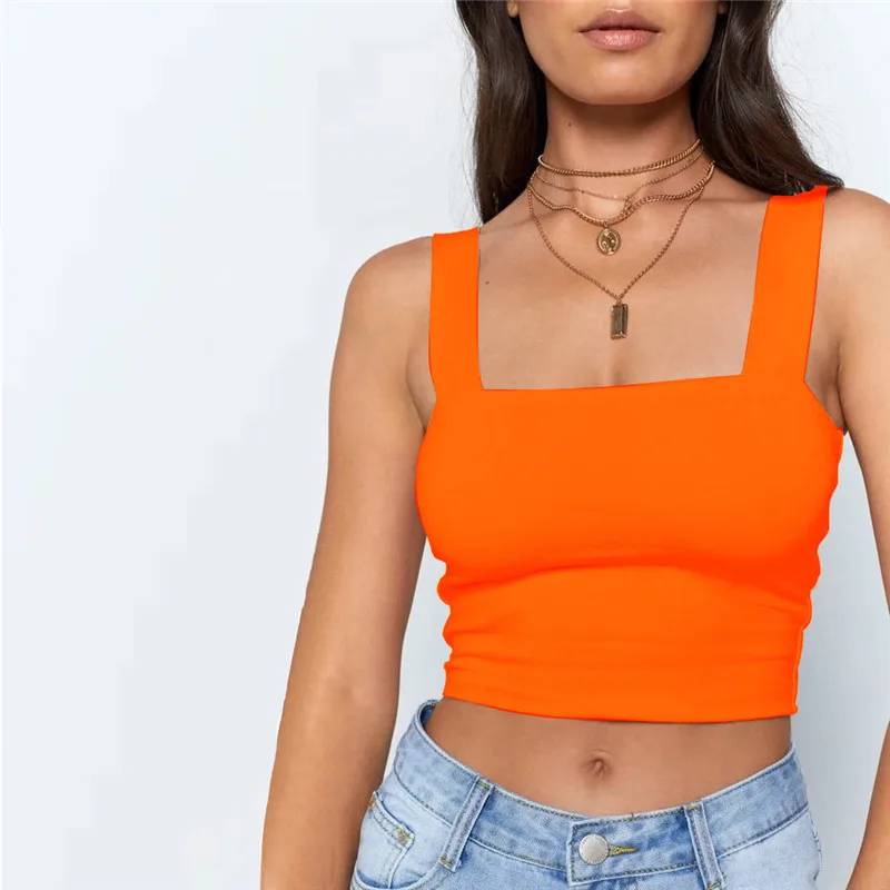 Square Neck Sleeveless Summer Crop Top White Women Black Casual Basic T Shirt Off Shoulder Cami Sexy Backless Tank Top image 6