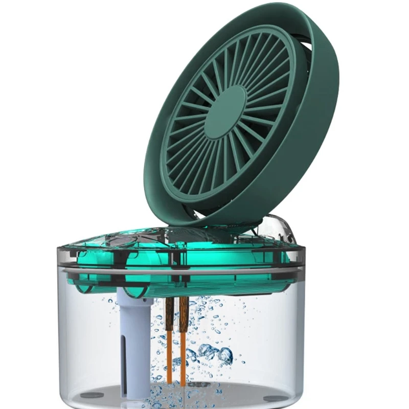 Ventilador de nebulización de 3 velocidades con humidificador, ventilador de escritorio de 2000mAh, recargable por USB, aire acondicionado para el hogar, oficina, habitación al aire libre