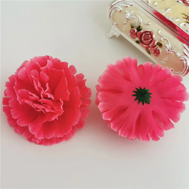 200PCS 9CM 15COLORS artificial carnation Silk flower DIY wedding decoration flowers wall  flower bouquet kissing ball making