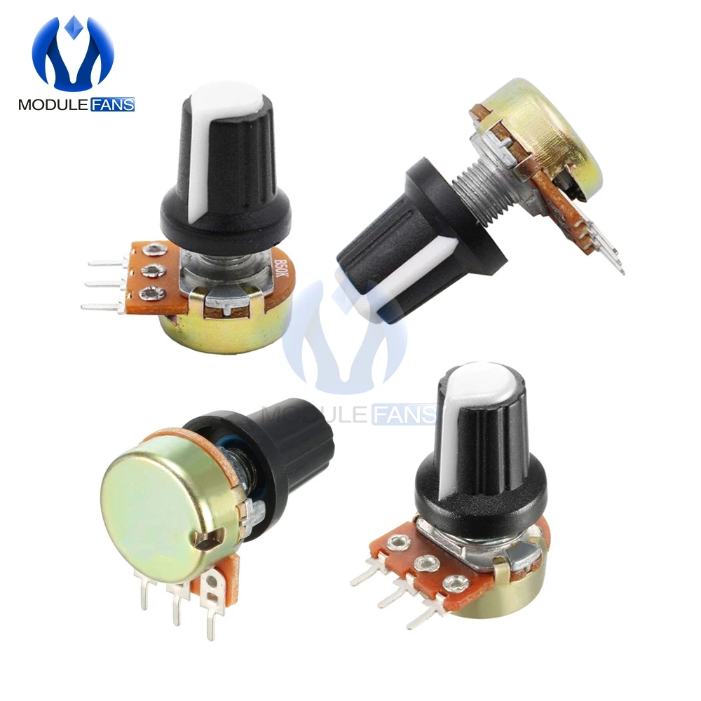 WH148 전자 캡 포함, 선형 테이퍼, 1K 2K 3K 5K 10K 20K 30K 50K 100K 200K 300K 500K 1M 옴, Diy 로터리 전위차계, 5 개