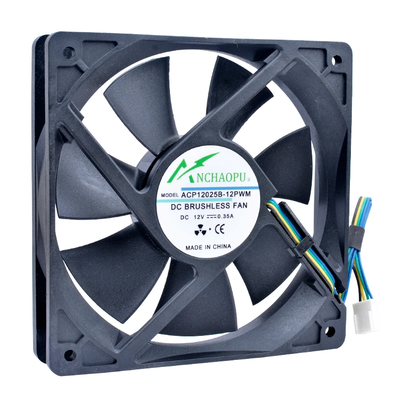 Ventilador de refrigeración para CPU, ventilador de 12cm y 120mm, 120x120x25mm, DC12V, 0.35A, 4 líneas, rodamiento de bolas doble, 4 pines, para chasis