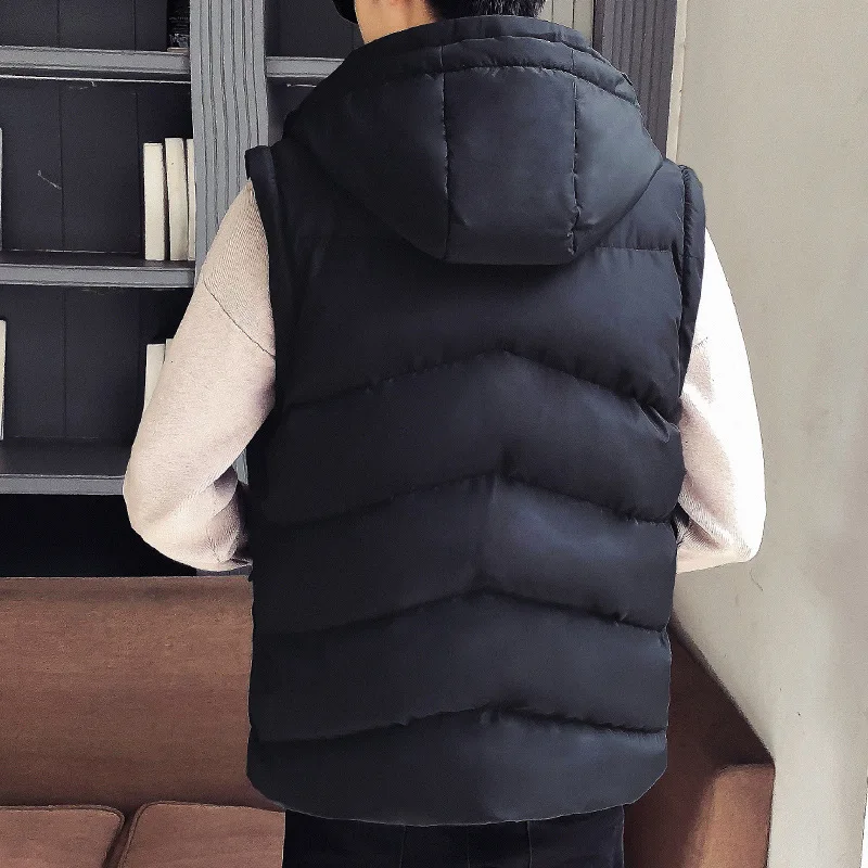 Winter New Men Coats Detachable Sleeve Hooded Cotton Jackets Male Casual Fashion Warm Jacket Men Brand Clothing QQ077