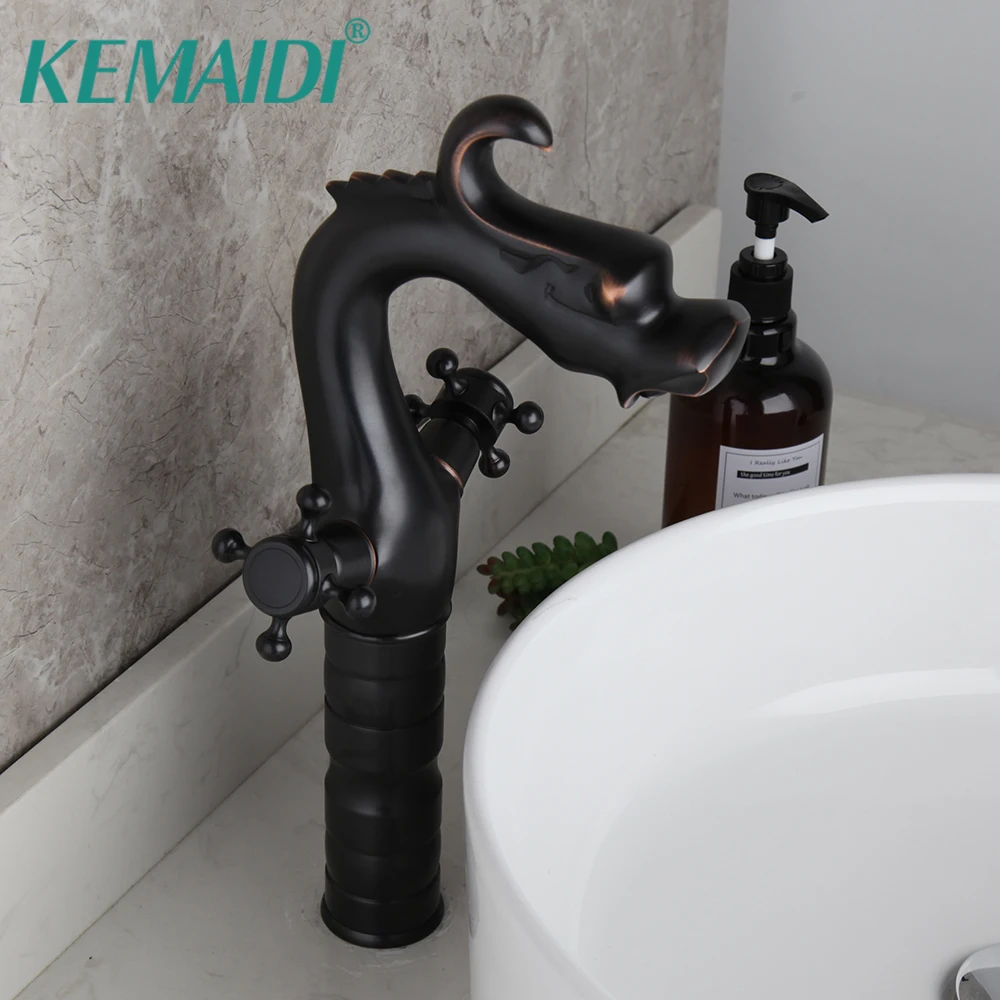 

KEMAIDI Unique Design Rotate Oil Rubbed Bronze Kitchen Mixer Dual Handles Basin Sink Mixer Facuet Bathroom Basin Faucets