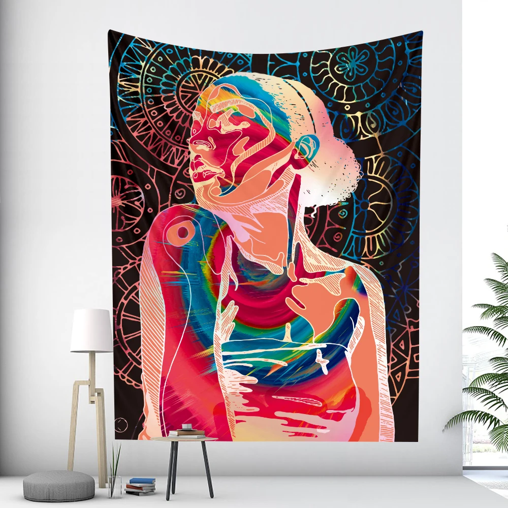 Abstract naked girl psychedelic scene home art tapestry hippie bohemian decor bedroom backdrop wall sheets