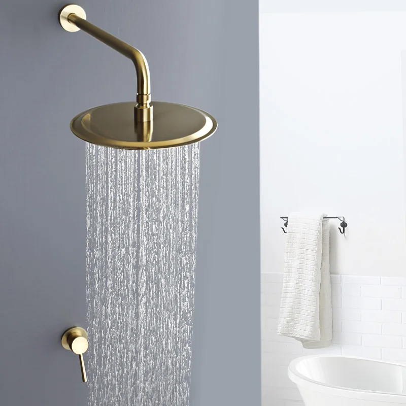 Copper  Hot And Cold Waterfall In Wall Mounted Concealed Bathroom Rain Shower Set