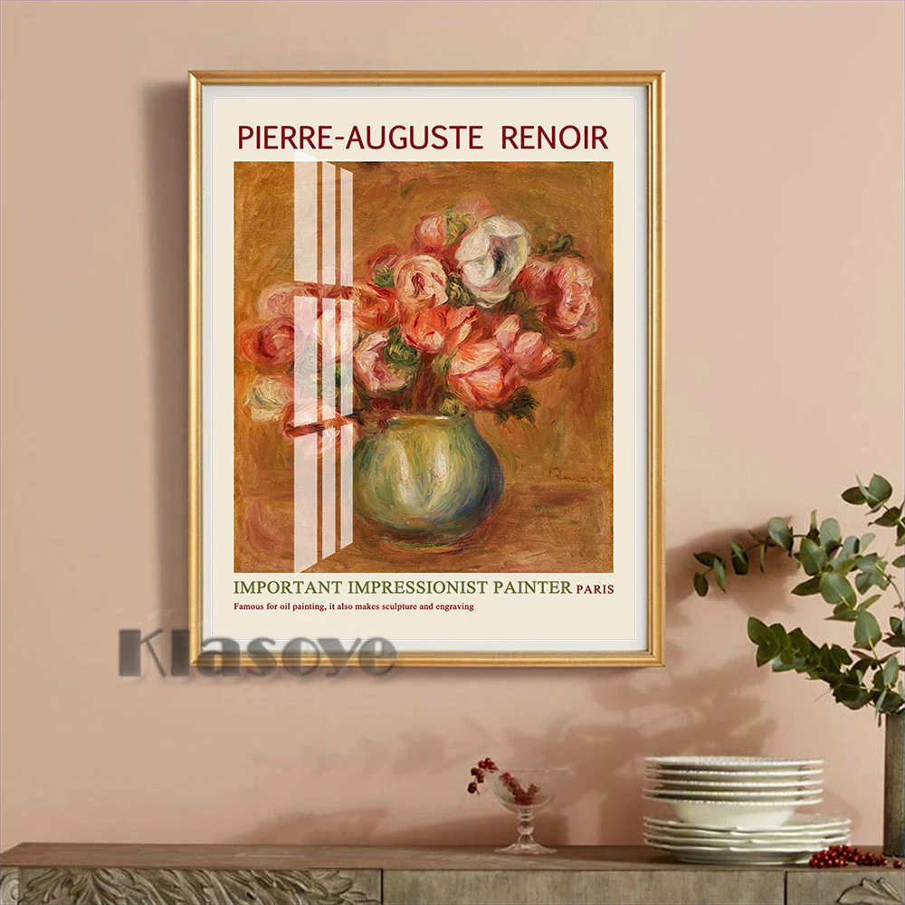 Pierre Auguste Renoir Impressionism Flower Art Prints Poster Anemones Retro Canvas Painting Wall Picture Gallery Home Decor Gift