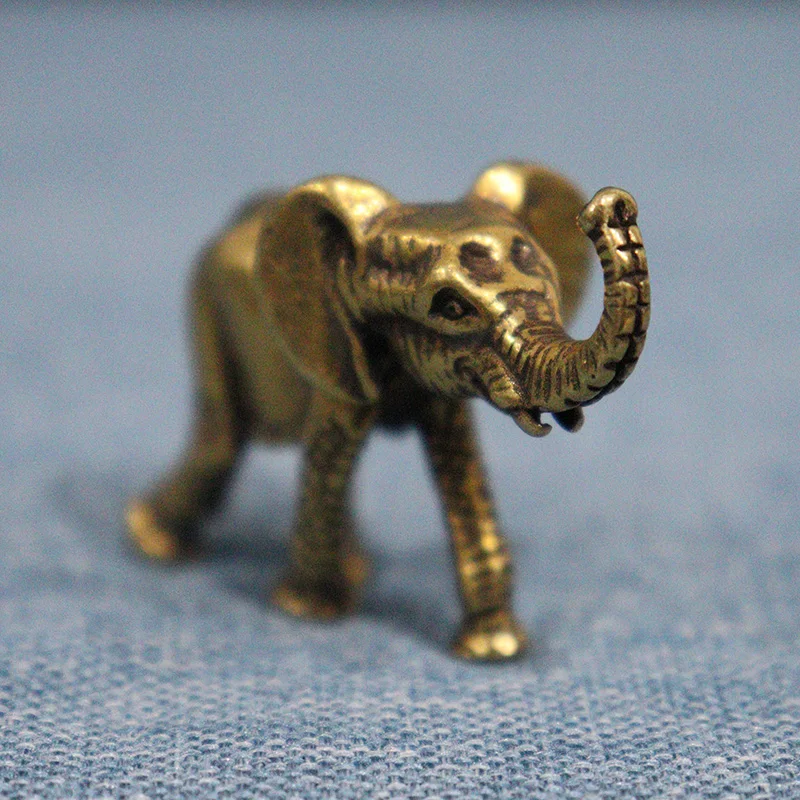 Vintage Brass Elephant Home Decor Ornaments Crafts Miniatures Figurines Desk Decoration Accessories Handmade Mini Animals Statue