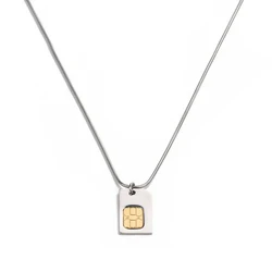 Stainless Steel Unique Design SIM Phone Card Metal Chip Hip Hop Style Creative Pendant Necklace Couple Gift