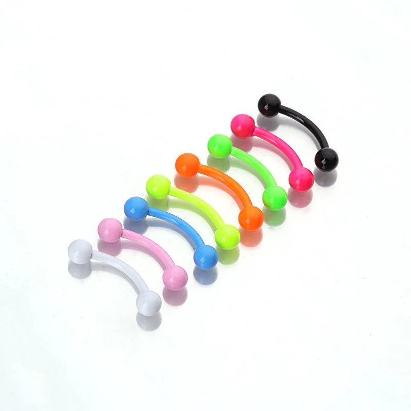 10Pcs Mixed Surgical Steel Colorful Paint Tongue Nose Rings Bar Lip Ring Helix Curved Barbells Balls Eyebrow Piercing Jewelry