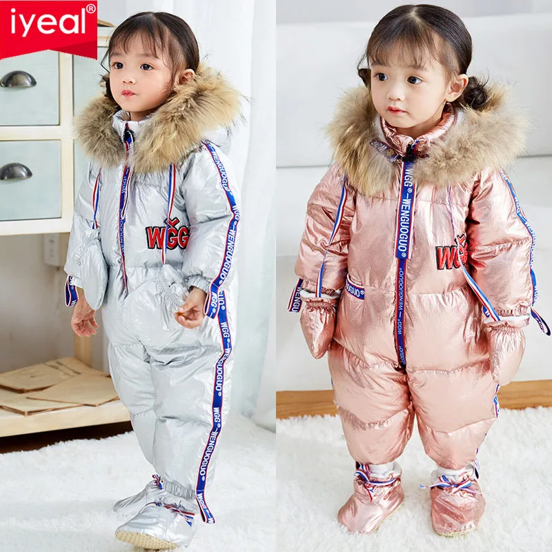 

IYEAL Russian Winter Waterproof Baby Snowsuit 90% Duck Down Jacket For Girls Coats Winter Park for Infant Boy Snowsuit Snow Wear