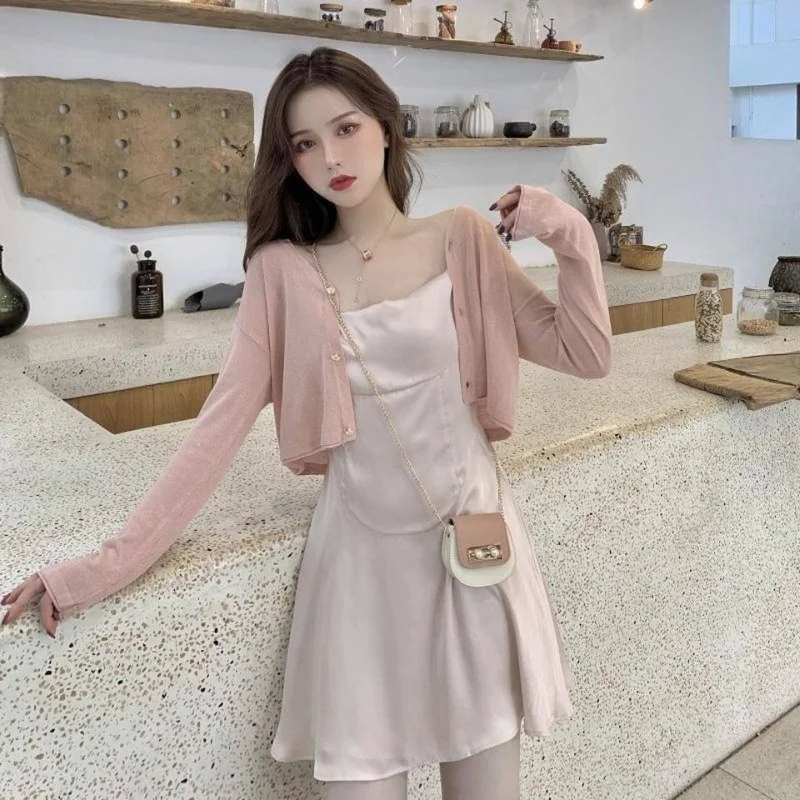 Cardigan Women Summer Sweet Sunscreen Loose Korean Fashion Streetwear All-match Chic Harajuku Kawaii Ins Vintage Knitted Solid