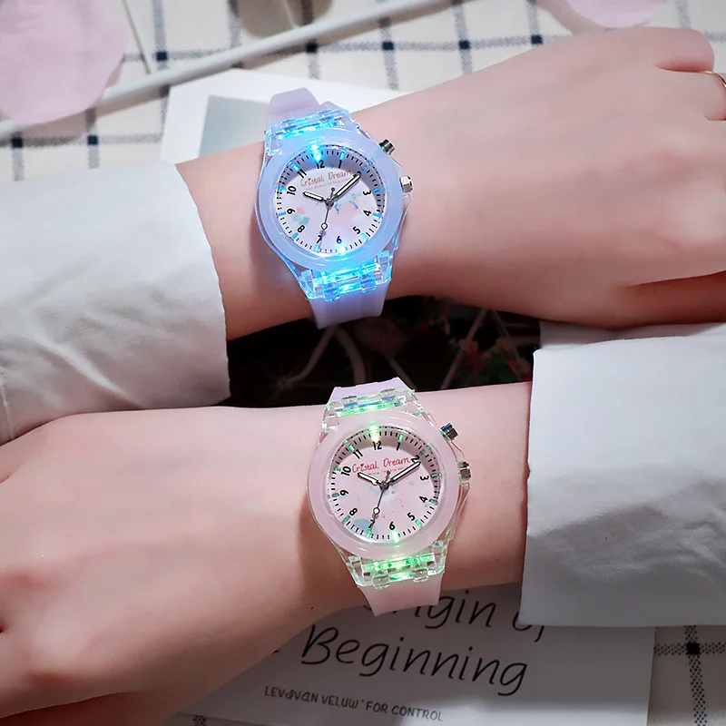 Luminous Kids Watches LED Colorful Flash Digital Waterproof for Boys Girls Quartz Watch Creative Children's Sport Wristwatch