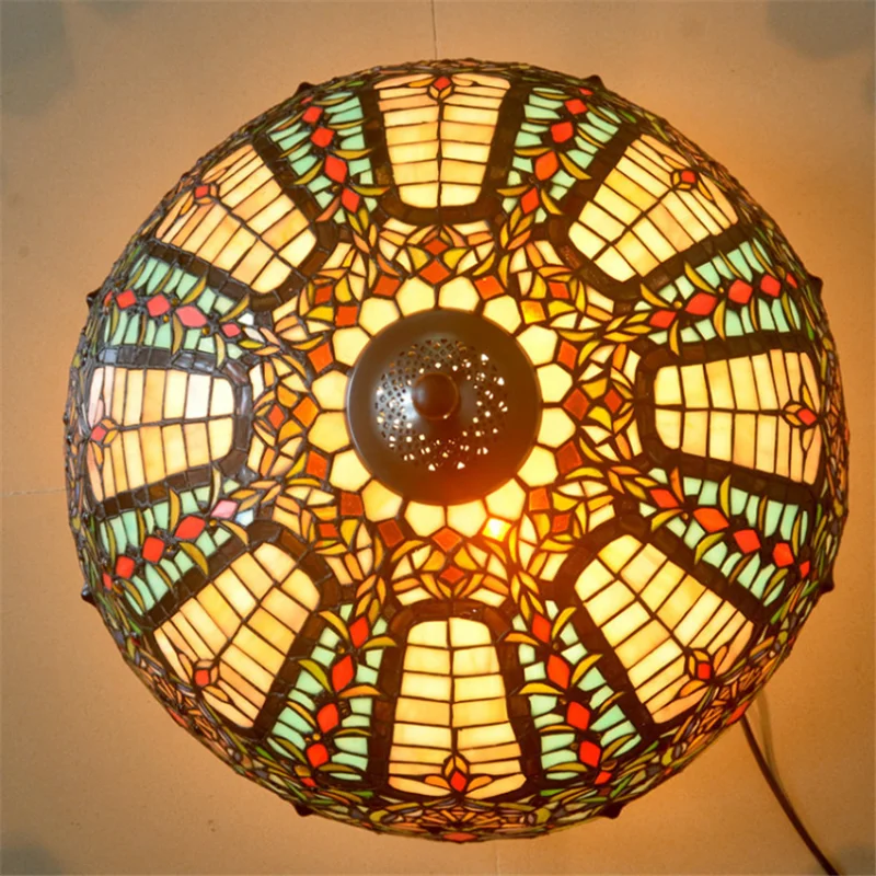 Baroque Luxurious Colorful Glass Tiffany Floor Lamp Foyer Parlor European Art Palace Classical Reading Light 165cm 1272