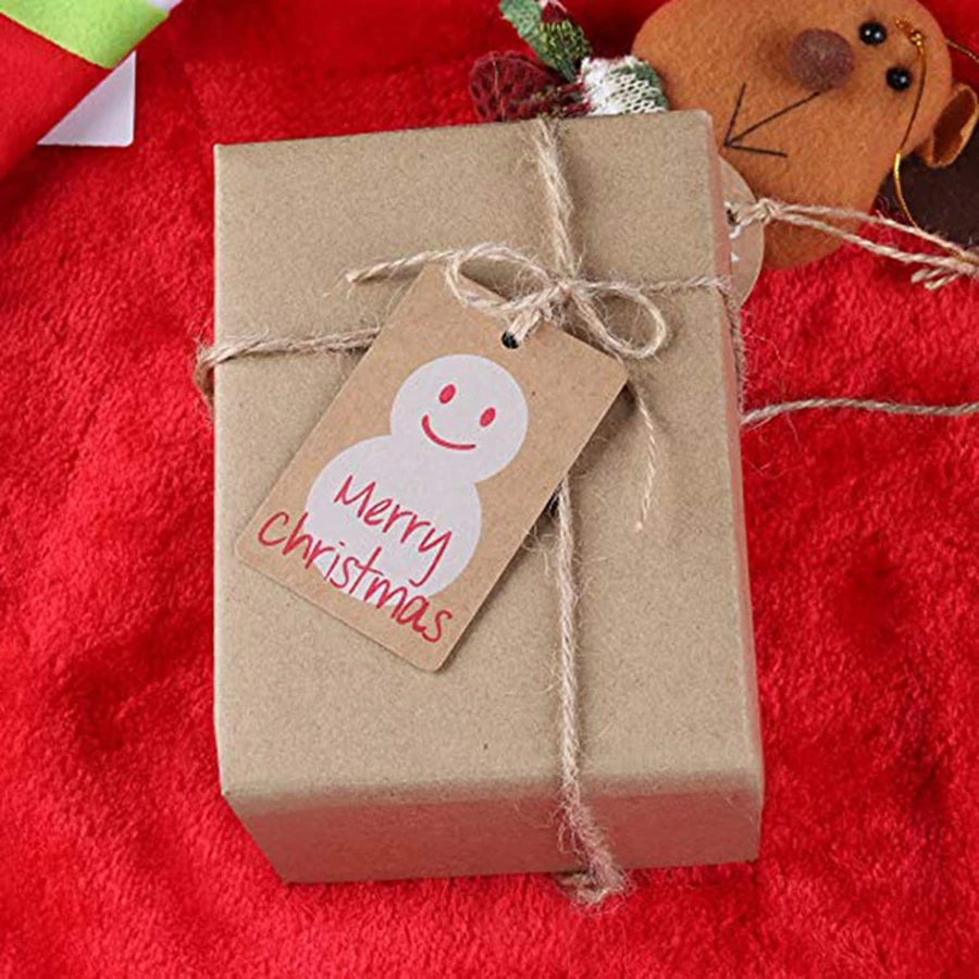 Happy Merry Snowflake Christmas Kraft Paper Tag Ornaments Decorations for Home Party Faovrs Xmas Trees Decoration Stocking Decor