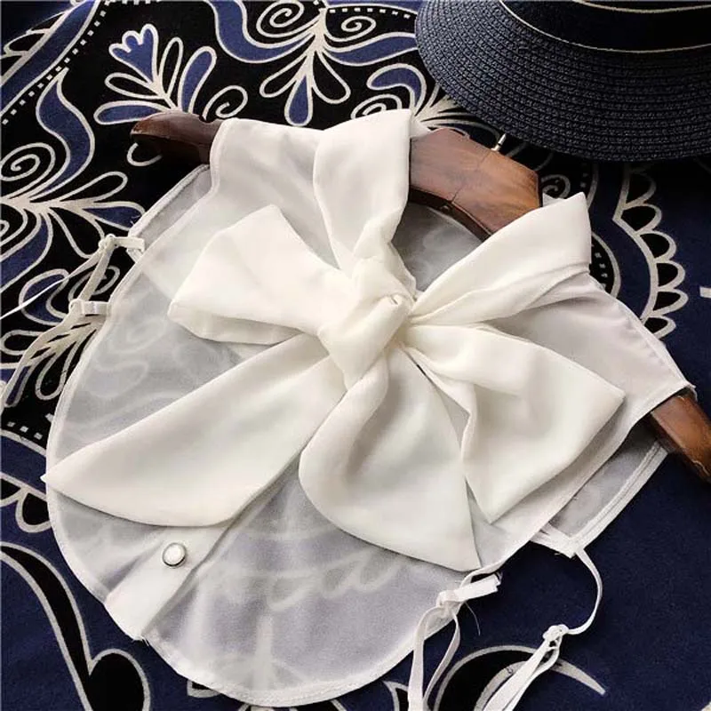 Big Front Bow Tie Fake Collar Women Detachable Collars Chiffon False Collars Woman Decoration Lapel Collar Clothes Accessories