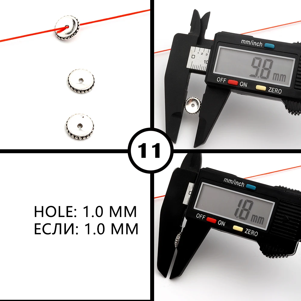 50 Stück, 32 verschiedene Arten, gemischte Metall-Abstandshalter-Perlen mit unterschiedlichen Lochgrößen für die Herstellung von Schmuck, Armbändern, Halsketten und Ohrringen – Großhandel. – Detail 22