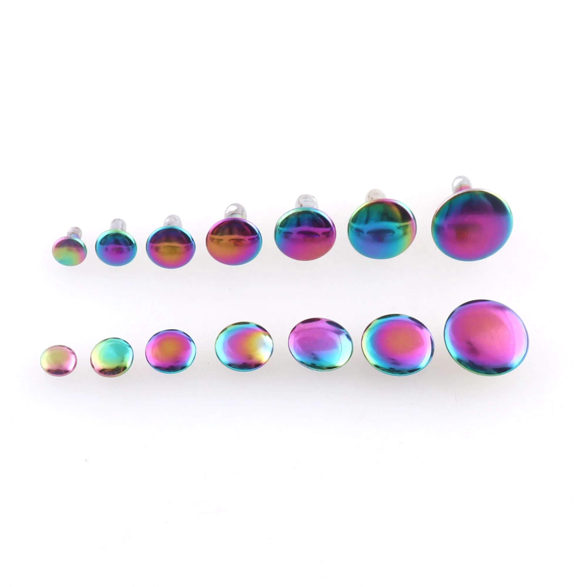 Double cap rivets Rainbow color Spikes Rivet Stud Collision Nail for leather rapid Rivet Bag Belt Shoes jeans Garment decoration