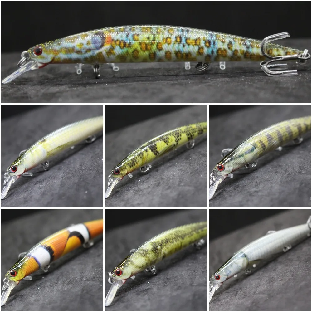 wLure Fishing Lure 12.7cm 12.5g Lifelike Colors 3 Upgraded Treble Hooks Tight Action Jerkbait Slow Floating Minnow HM672