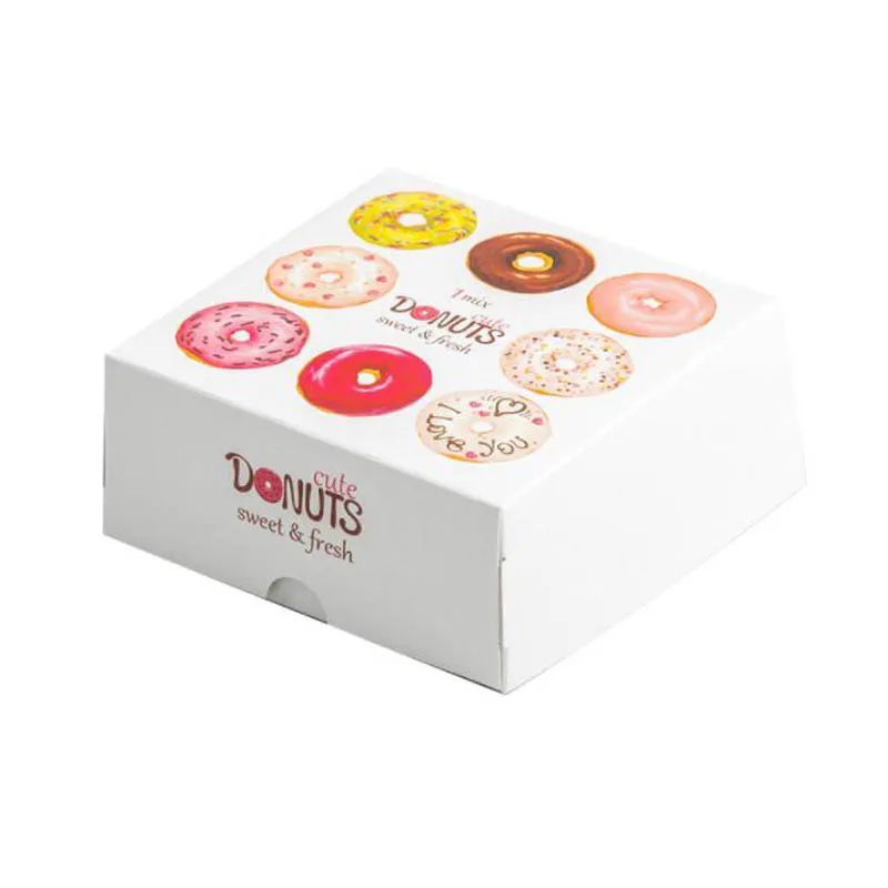 

50pcs Single Donut Paper Box Dessert Bread Food Packaging Box Baking Takeaway Doughnut Gift Box