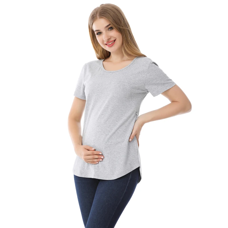 Summer Loose Big Size Maternity Top Short-Sleeved T-Shirt Breastfeeding Friendly Postpartum Nursing Wear for Pregnant Women