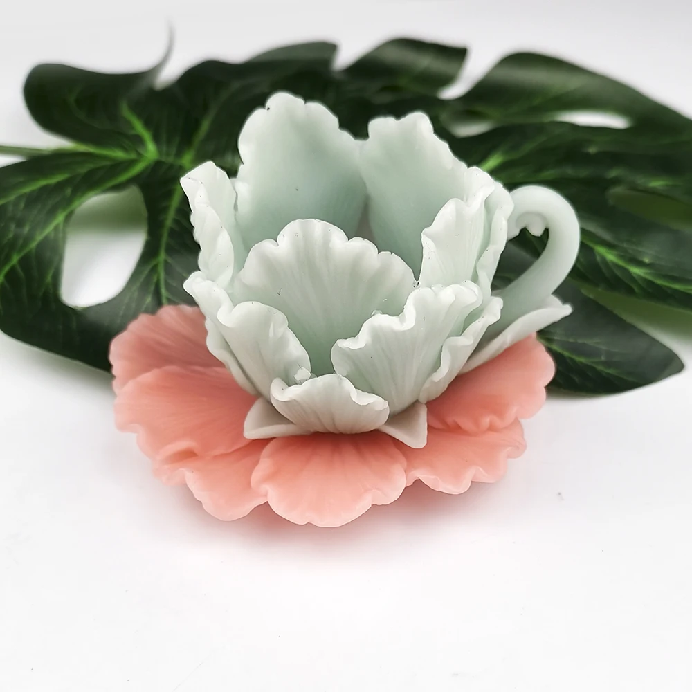 PRZY-Silicone Daisy Rose Peony Mould, Flower Cup, Soap Molds, Fondant Soap Molds, Handmade Mold, Clay Resin Candle Mould