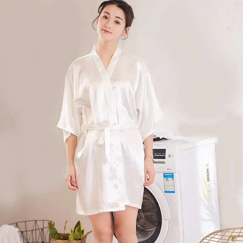 

Ladies' Dressing Gown Made Of Pure Silk And Kimono High Purity Thin Cardigan Summer Sexy Short Bathrobe Lounge Intimate Lingerie