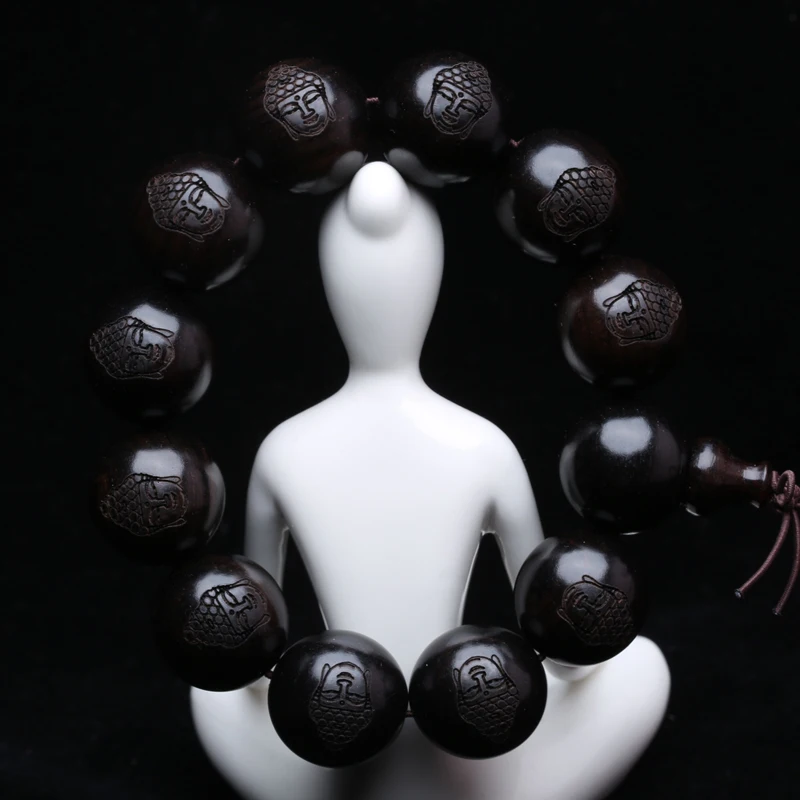 Natural Ebony, Founder of Shakyamuni Buddhism, Tibetan Buddhism Bracelet, Prayer Beads, Rosary, Wooden Bracelet, Jewelry