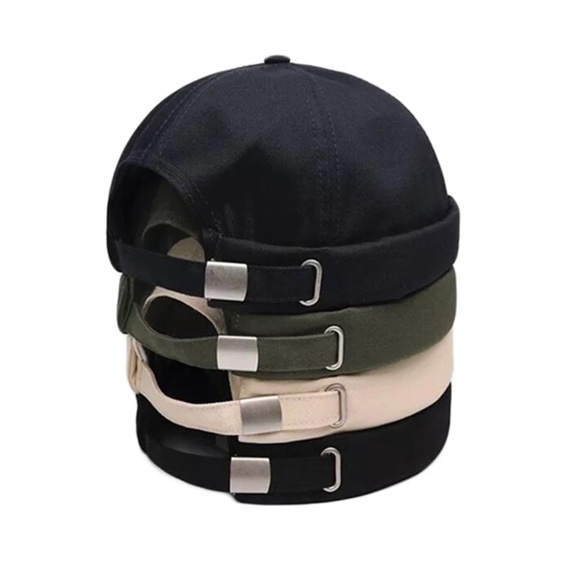 Men Street Casual Docker Sailor Biker Hat Round Beanie Brimless Cap Fashion Unisex Pumpkin Vintage Beanies Hats