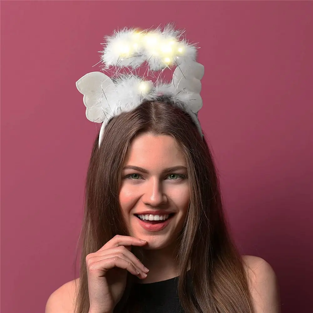 Festival Fancy Dress Costume Accessories Show Play Hair Band Christmas Feather Wreath Angel Halo Headbands