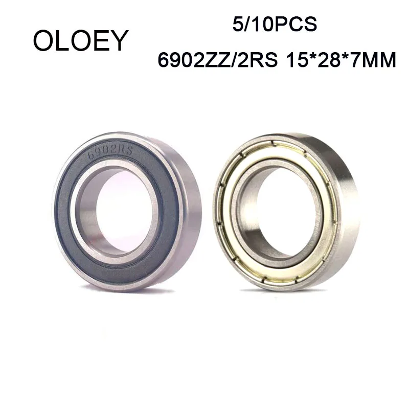 6902 ZZ 2RS 15X28X7 mm Bearing 5/10PCS ABEC-1 Metric Thin Wall Deep Groove Ball Bearings Chrome Steel Bearing With High Quality