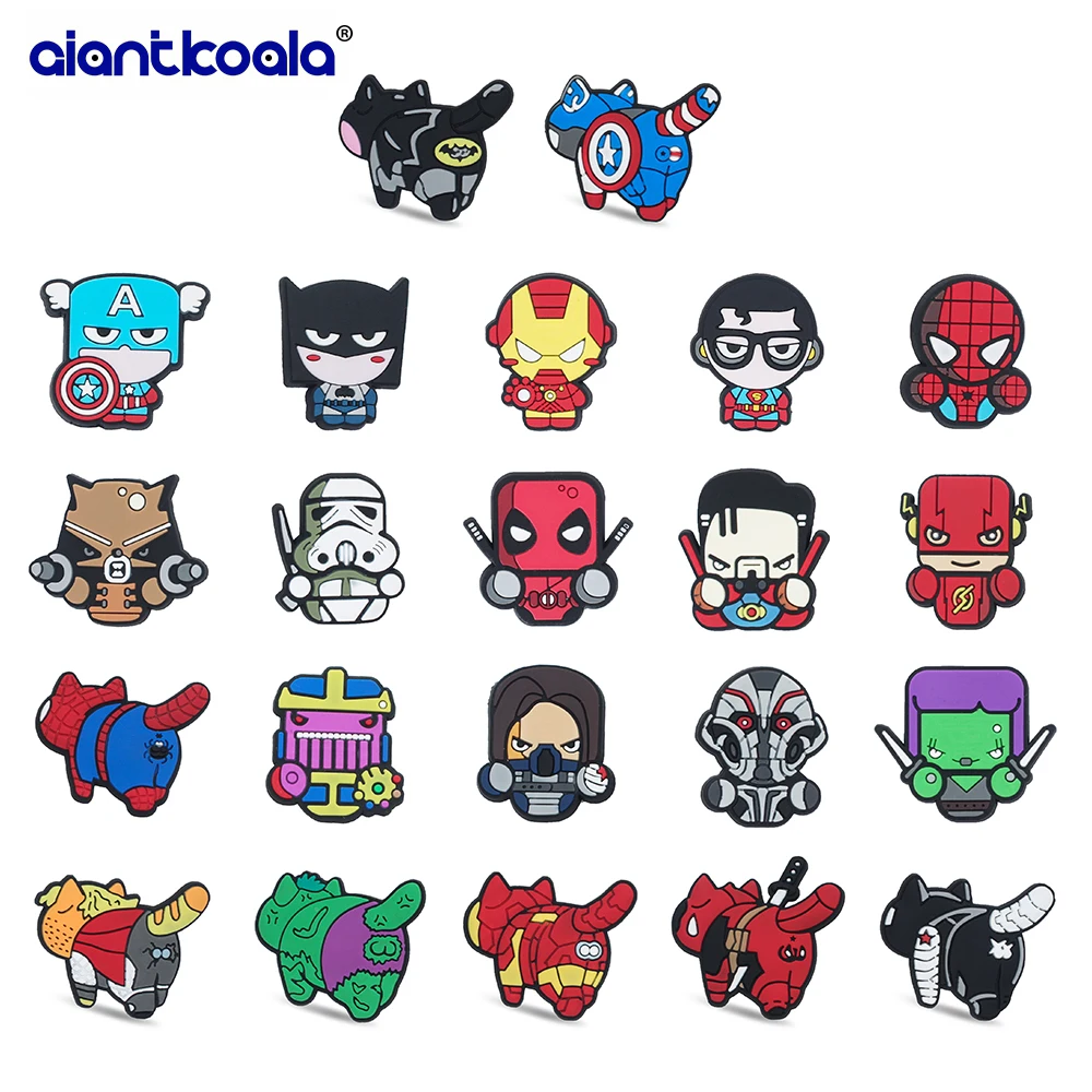 The Avengers Charms Shoe Decorations PVC Accessories Fit Clog Shoes Wristbands Party Gifts