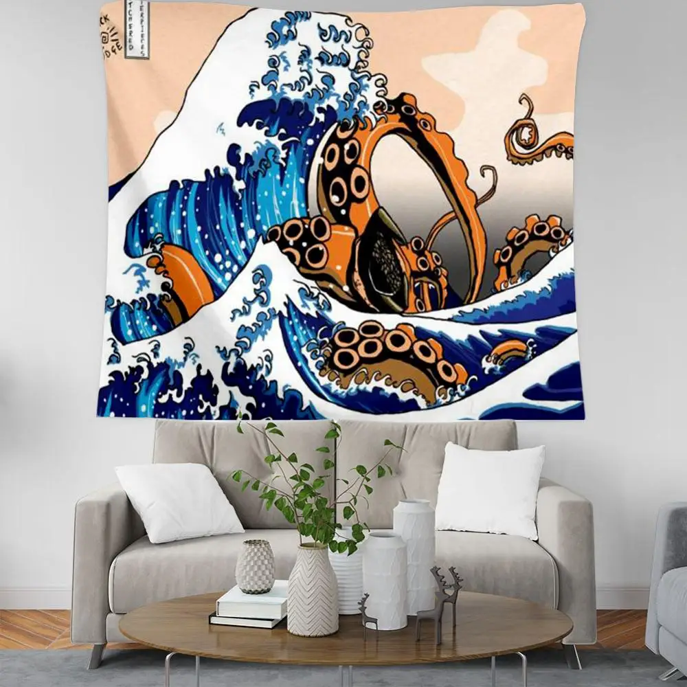 

Japanese Famous Paintings The Great Wave 3D Printing Tapestrying Rectangular Home Decor Wall Hanging New style 1