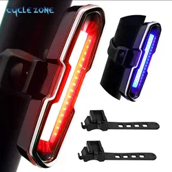 Bike Tail Light Ultra Bright USB Rechargeable LED Bicycle Rear Light 5 Light Mode Headlights with Red & Blue for Cycling Safety