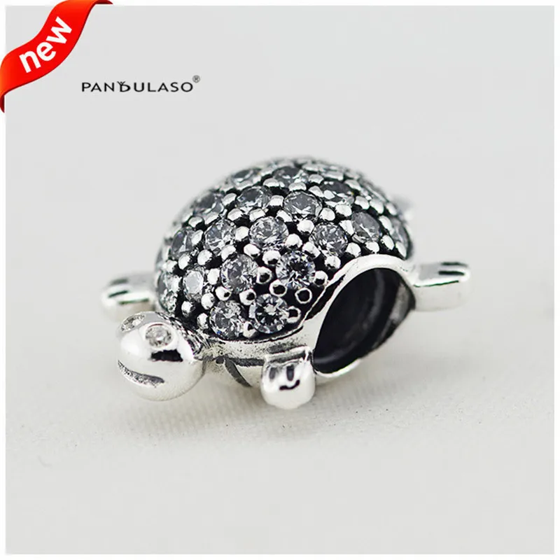 Pave Sparking Tortoise Charm Fits 925 Silver Original Bracelets For Woman Jewelry Making Sterling Silver Jewelry Beads DIY