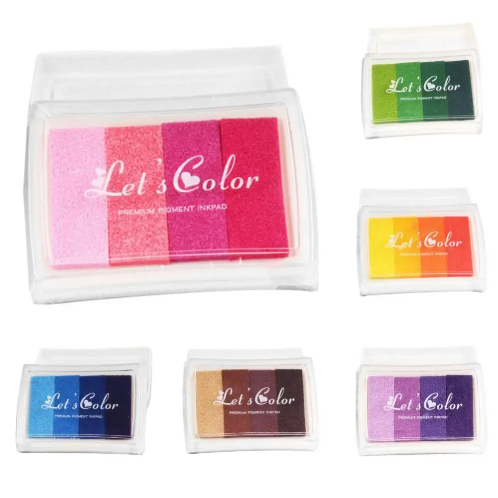 1pcs 4 color Inkpad Ink stamp pad Colorful Cartoon Craft Inkpad set for DIY funny work Fingerprint Scrapbooking Accessories