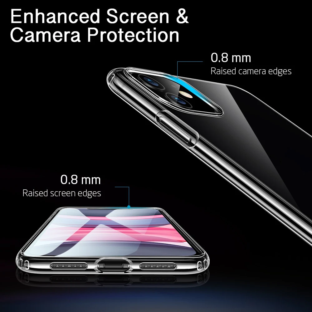 ESR Case for iPhone 13 12 11 Pro Max Soft TPU Case for iPhone SE 3/2 2022 2020 8 7 Clear Case for iPhone 12 Mini X XS Max XR