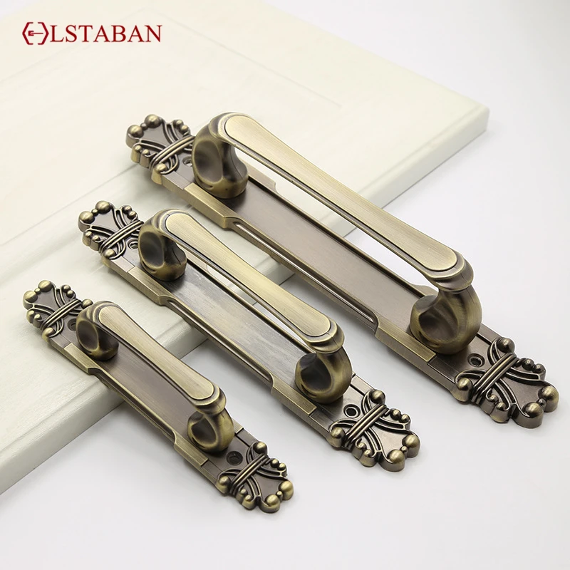 مقبض باب من سبائك النحاس والزنك العتيق مقبض باب منزلق مقبض باب خشبي برونزي مقبض باب منزلي أخضر عتيق